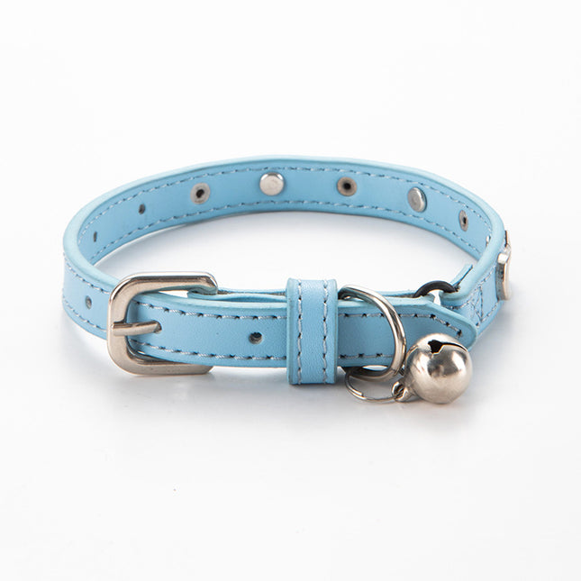 3 pcs Light blue Stylish PU Leather Pet Collar