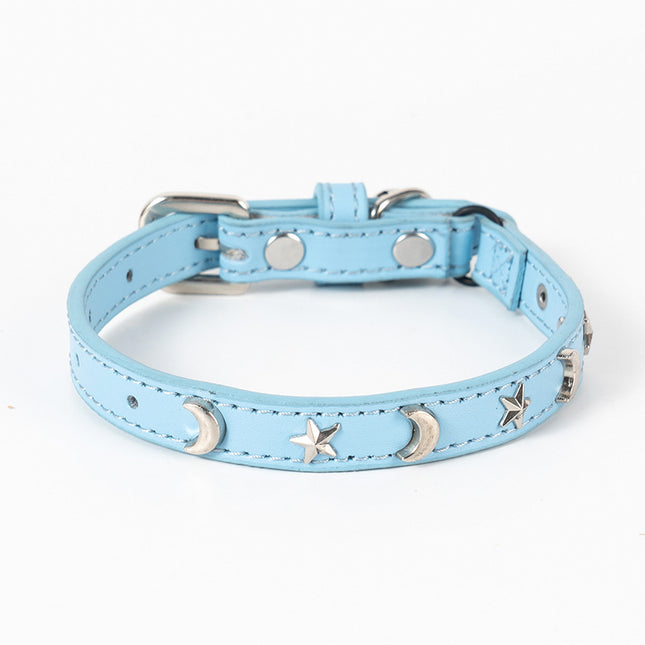 3 pcs Light blue Stylish PU Leather Pet Collar – product detail