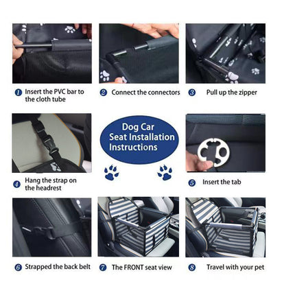 Light Gray Easy Install Dog Car Seat - Mesh Booster for Small Pets