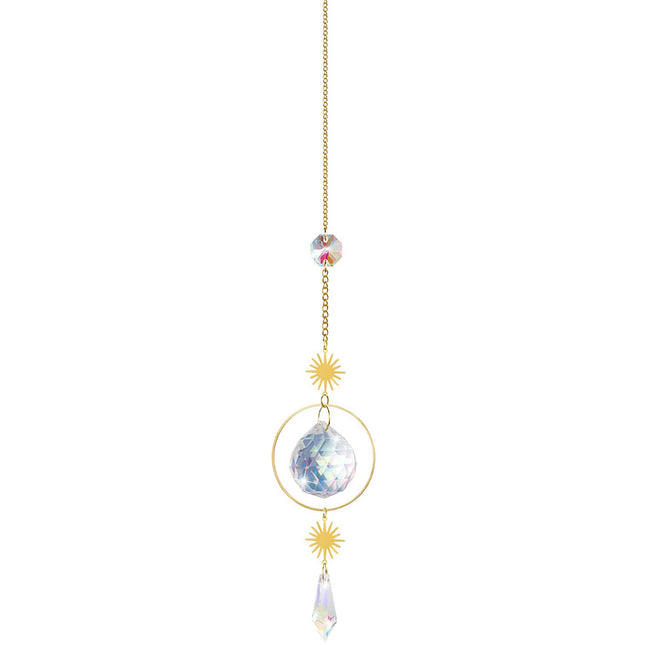 (Style 1) 4 pcs Crystal Wind Chimes-Sun Catcher Star Moon Dream Catcher for Window 30cm V888-ELOSUNG20894