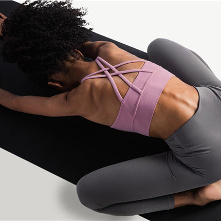 Size XL White Cross-Back Yoga Sports Bra for Women - High Support & Shockproof Fitness Bra