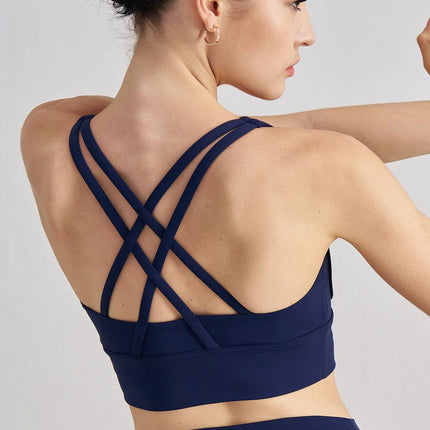 Size XL Grey Cross-Back Yoga Sports Bra for Women - High Support & Shockproof Fitness Bra