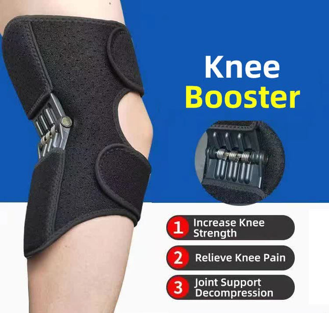 1 Pair Black Adjustable Knee Brace Support with Spring Booster Patella Stabilizer for Squats Hiking and – product detail