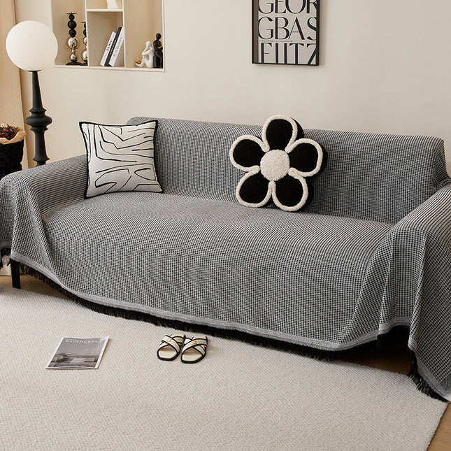 180 420CM Black and Dark Grey Premium Polyester Sofa Throw Blanket Multi-Seasonal Use Sofa Protector