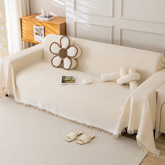 180 420CM Beige Premium Polyester Sofa Throw Blanket Multi-Seasonal Use Sofa Protector V888-ELOSUNG21128