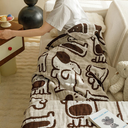 Blue Apples Pattern Soft and Absorbent 4-Layer Cotton Bath Towel for Adults and Children | Cartoon Design | 80*160 cm | Perfect for Bathing and Lounging