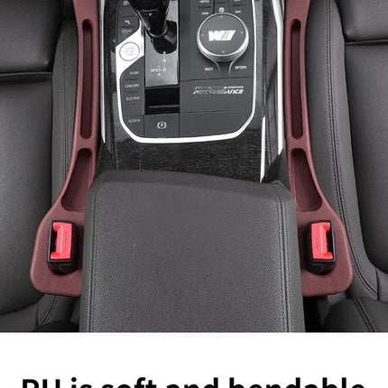 Black Car Seat Gap Filler – 2 Pieces Car Interior Storage Organizer for Front Seat Seam