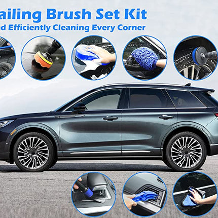 Blue 10-Piece Car Cleaning Kit – Complete Car Care Set with Towels, Brushes, Gloves, and Storage Bag