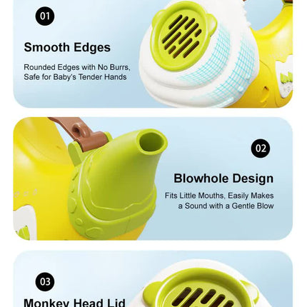 Yellow Interactive Animal Sound Whistle Horn for Kids – Lung Capacity Training and 30+ Sound Effects Toy