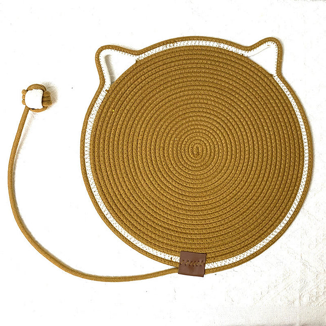 3 Pcs Brown Durable Cat Scratching Mat with Attached Toy Ball