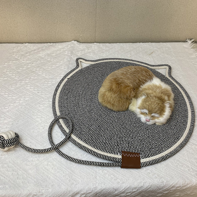 3 Pcs Grey Durable Cat Scratching Mat with Attached Toy Ball