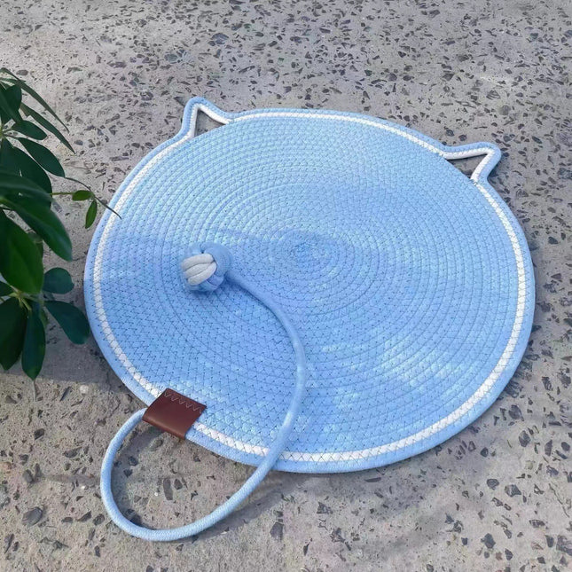 3 Pcs Blue Durable Cat Scratching Mat with Attached Toy Ball