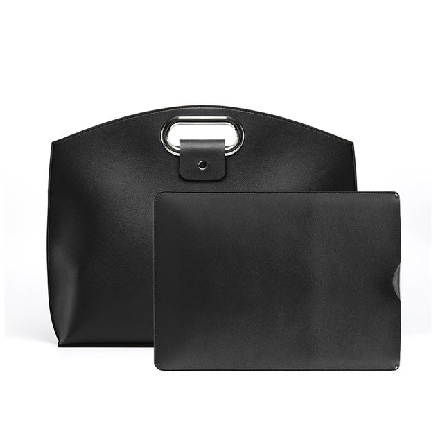 Black Elegant PU Leather Laptop Handbag & Sleeve (Inch Laptops)