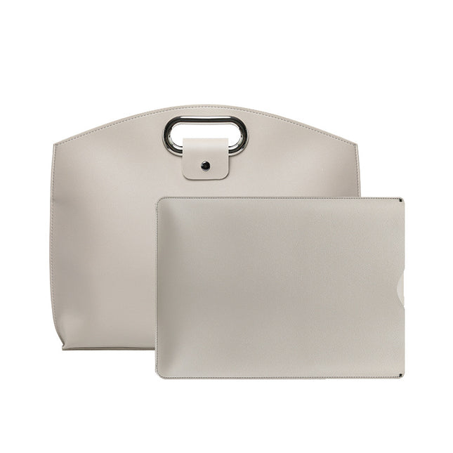 Beige Elegant PU Leather Laptop Handbag & Sleeve (Inch Laptops)