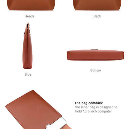 Pink Elegant PU Leather Laptop Handbag & Sleeve - Protective and Stylish Laptop Case with Adjustable Strap for 15.6-inch Laptops