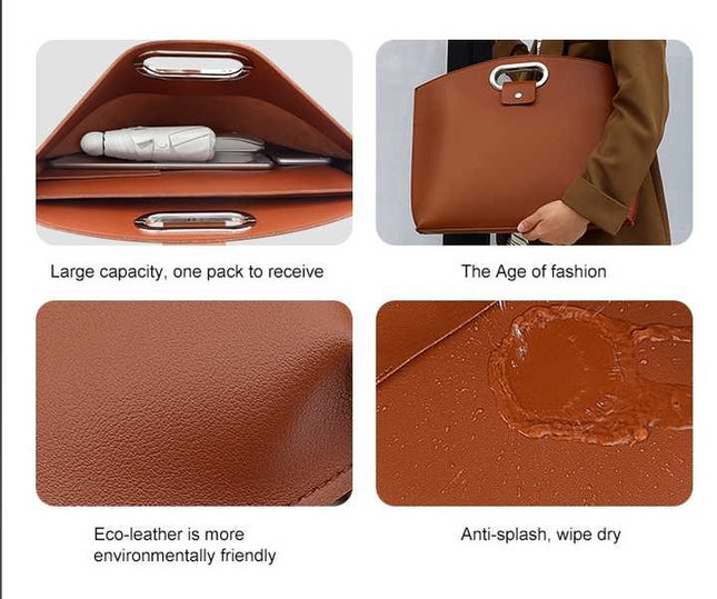Green Elegant PU Leather Laptop Handbag & Sleeve (Inch Laptops)