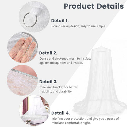 White Hanging Princess Bed Canopy Mosquito Net – shape and profile