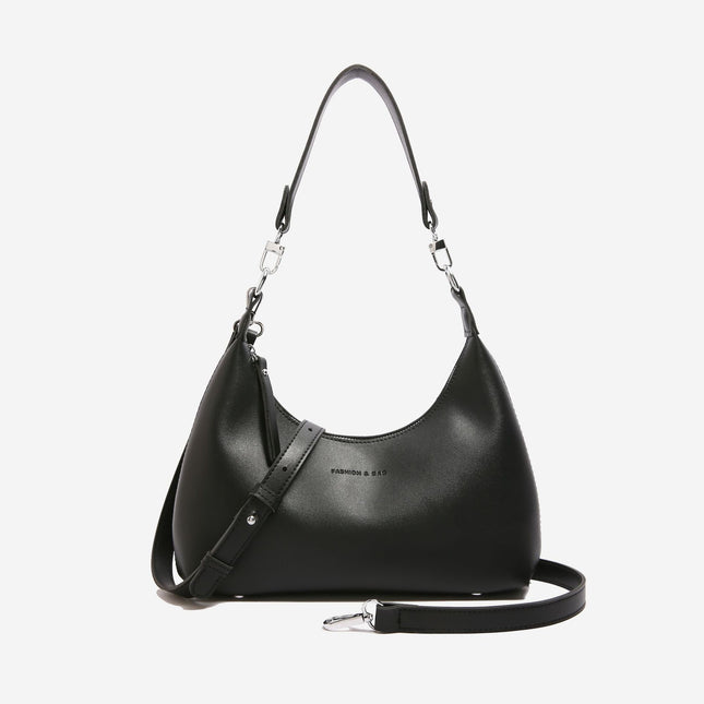 Black Women's Trendy PU Leather Shoulder Bag