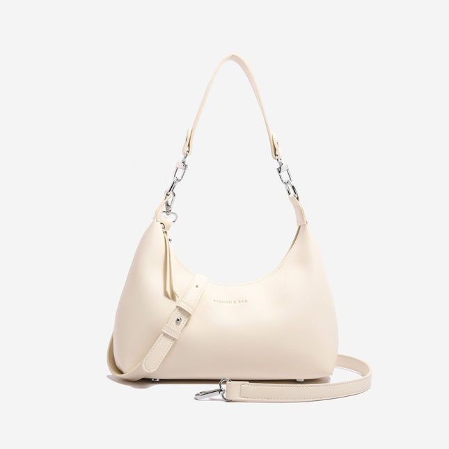 Beige Women's Trendy PU Leather Shoulder Bag