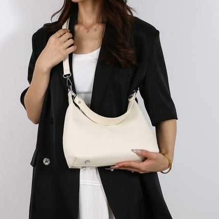Beige Women's Trendy PU Leather Shoulder Bag - Fashionable Underarm Hobo Bag with Adjustable Strap
