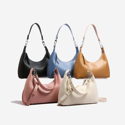 Beige Women's Trendy PU Leather Shoulder Bag - Fashionable Underarm Hobo Bag with Adjustable Strap