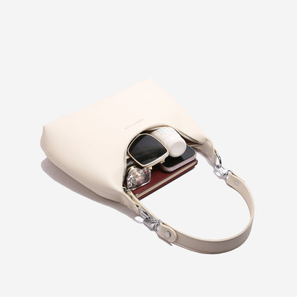 Beige Women's Trendy PU Leather Shoulder Bag - Fashionable Underarm Hobo Bag with Adjustable Strap