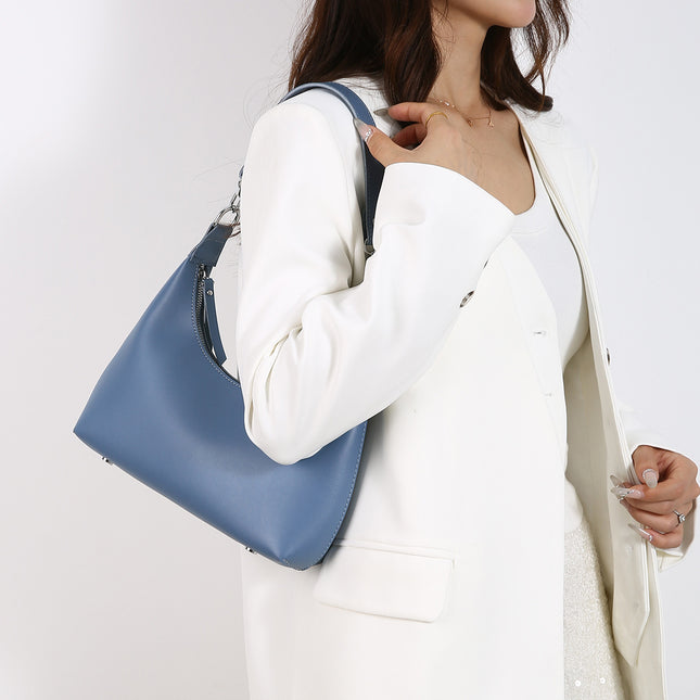 Blue Women's Trendy PU Leather Shoulder Bag