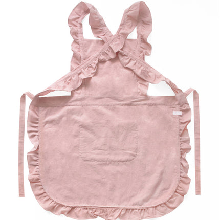 Blue Ruffled Kitchen Apron with Floral Lace - Comfortable Baking & Crafting Apron
