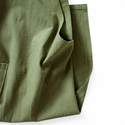 Green Cotton Linen H-Back Apron - Solid Color Kitchen Cooking Apron with Pocket