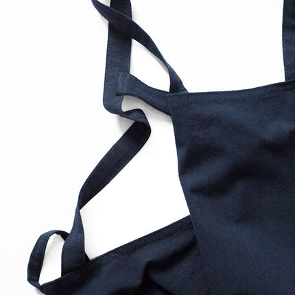 Grey Cotton Linen H-Back Apron - Solid Color Kitchen Cooking Apron with Pocket