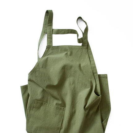 Beige Cotton Linen H-Back Apron - Solid Color Kitchen Cooking Apron with Pocket