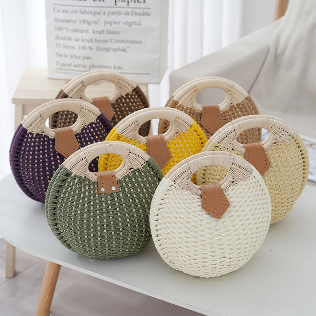 Khaki Boho Circle Straw Bag – product detail