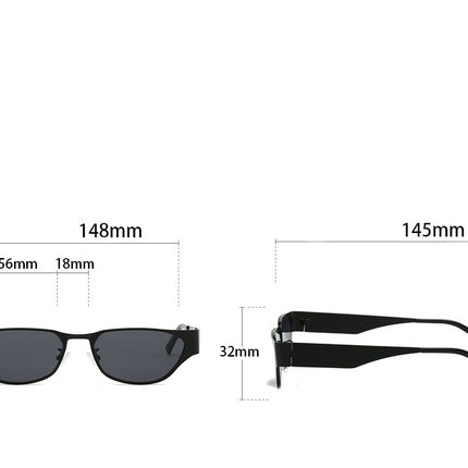 Black Retro Cat Eye Sunglasses - Metal Frame, UV400 Protection