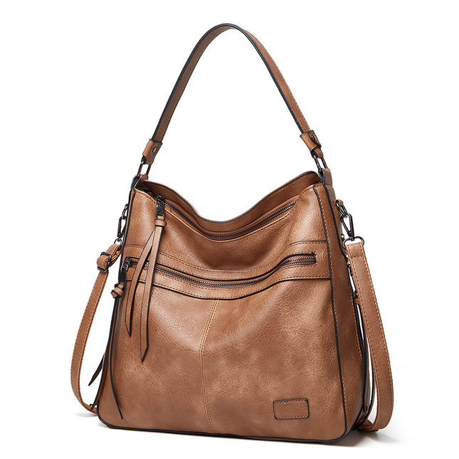 Khaki Spacious & Stylish PU Leather Tote Bag