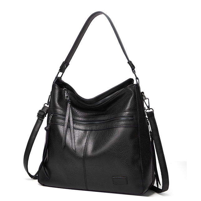 Black Spacious & Stylish PU Leather Tote Bag