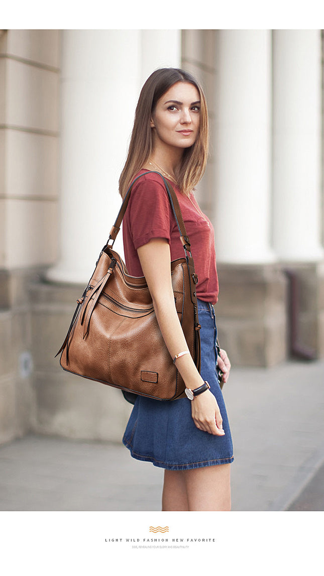 Coffee Spacious & Stylish PU Leather Tote Bag