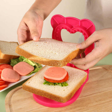 3 Pcs Green Heart Sandwich Maker Sealer - DIY Toast Pocket Bread Cutter & Sealer Mold (PP + 304 Stainless Steel)