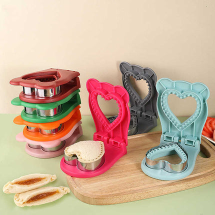 3 Pcs Grey Heart Sandwich Maker Sealer - DIY Toast Pocket Bread Cutter & Sealer Mold (PP + 304 Stainless Steel)