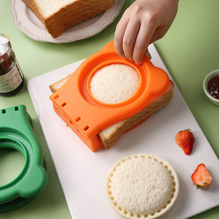 3 Pcs Green Round Sandwich Sealer & Cutter - Safe Hand Guard Design, DIY Pocket Bread Mold
