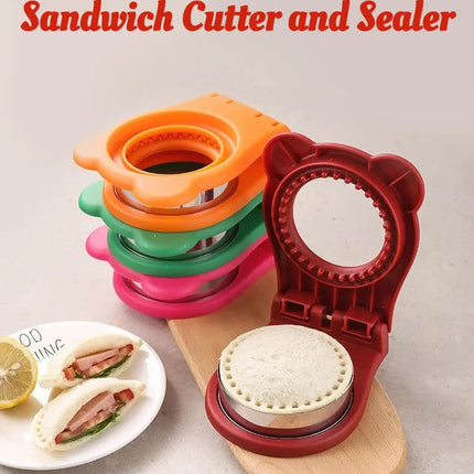 3 Pcs Green Round Sandwich Sealer & Cutter - Safe Hand Guard Design, DIY Pocket Bread Mold