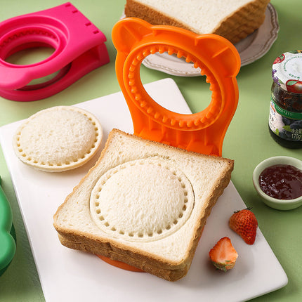 3 Pcs Pink Round Sandwich Sealer & Cutter - Safe Hand Guard Design, DIY Pocket Bread Mold
