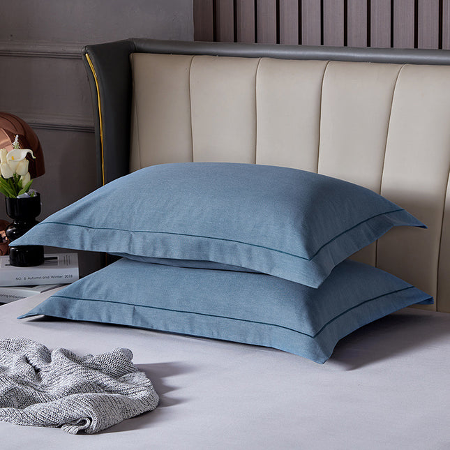 Blue Pure Cotton Flannel Pillowcase Set