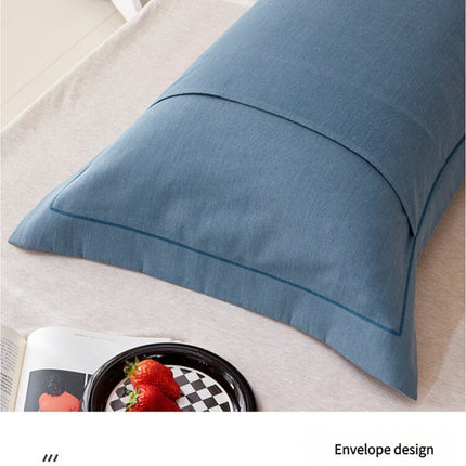 Blue Pure Cotton Flannel Pillowcase Set - Soft, Thickened, Solid Color (Pair, 48x74cm)