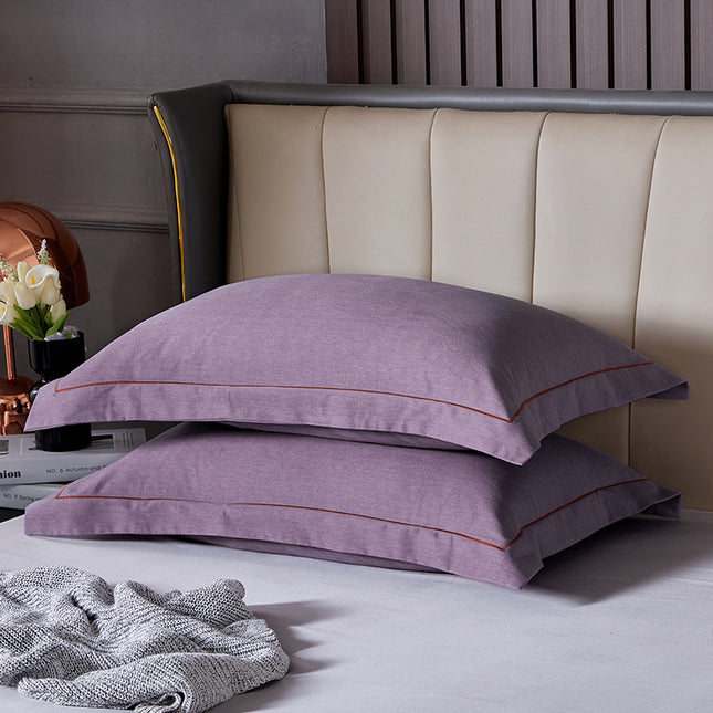 Dark Purple Pure Cotton Flannel Pillowcase Set