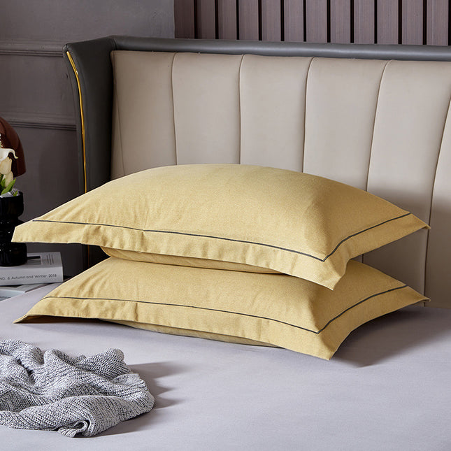 Yellow Pure Cotton Flannel Pillowcase Set
