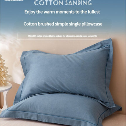 Yellow Pure Cotton Flannel Pillowcase Set - Soft, Thickened, Solid Color (Pair, 48x74cm)
