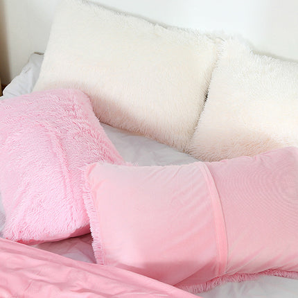 Light Blue Faux Fur Pillowcase Set - Crystal Velvet Plush Throw Pillow Covers, Bedding Accent (50x70cm, Pair)