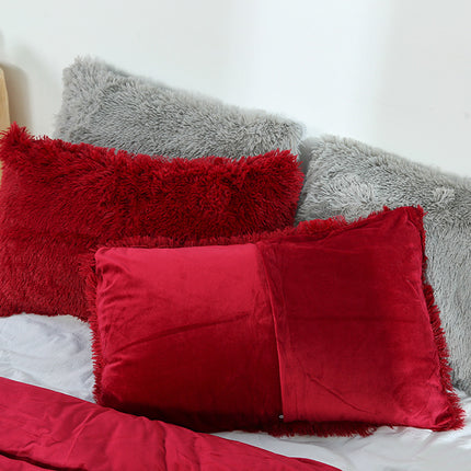 Light Blue Faux Fur Pillowcase Set - Crystal Velvet Plush Throw Pillow Covers, Bedding Accent (50x70cm, Pair)