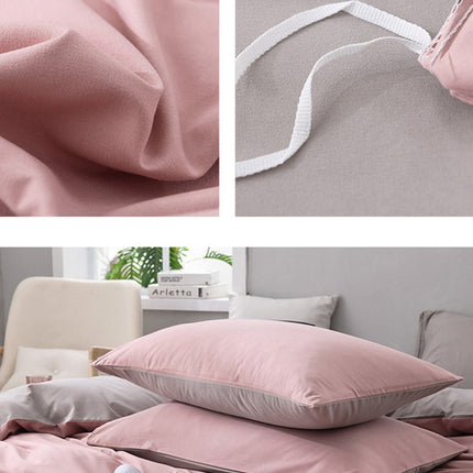 Gray And Blue Stitching Ultra-Soft Solid Color 4-Piece Bedding Set - Queen Size(Suitable for 2m bed)