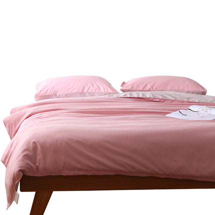 Gray And Blue Stitching Ultra-Soft Solid Color 4-Piece Bedding Set - Queen Size(Suitable for 2m bed)